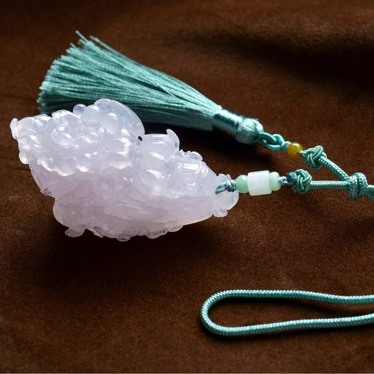 缅甸翡翠A货冰紫翡翠百财手玩件