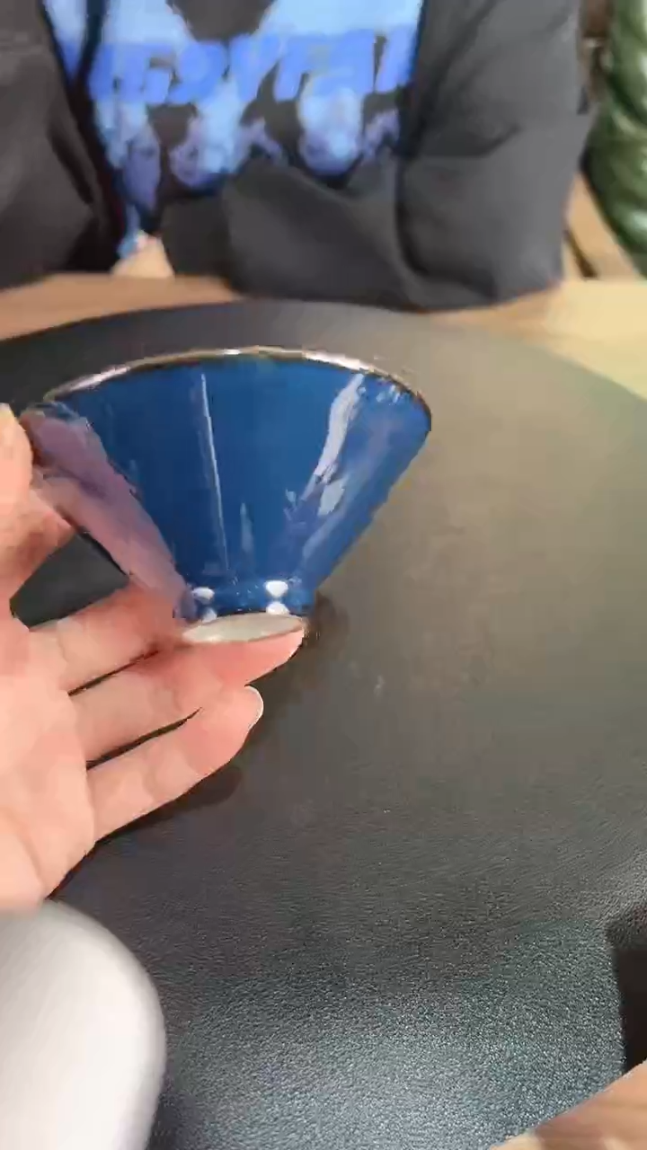 【闪购商品】杯一品德窑单色釉霁蓝斗笠杯子微瑕/介意勿拍