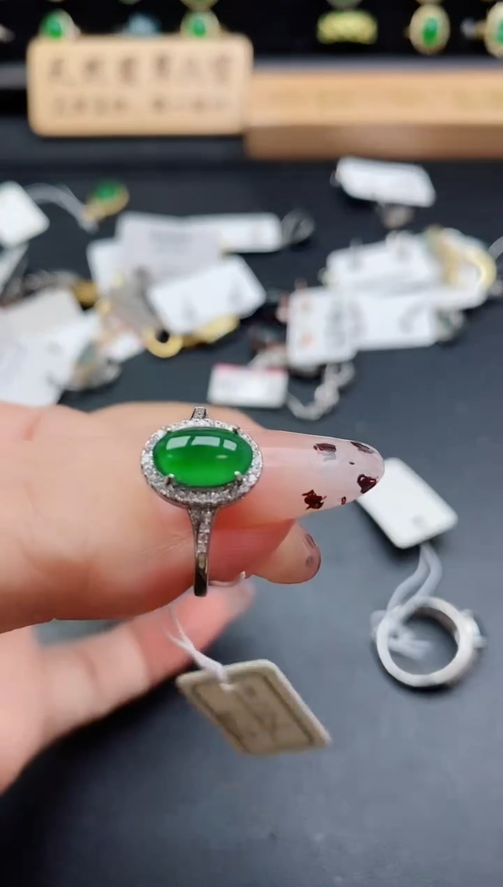 银S925镶嵌戒指翡翠1