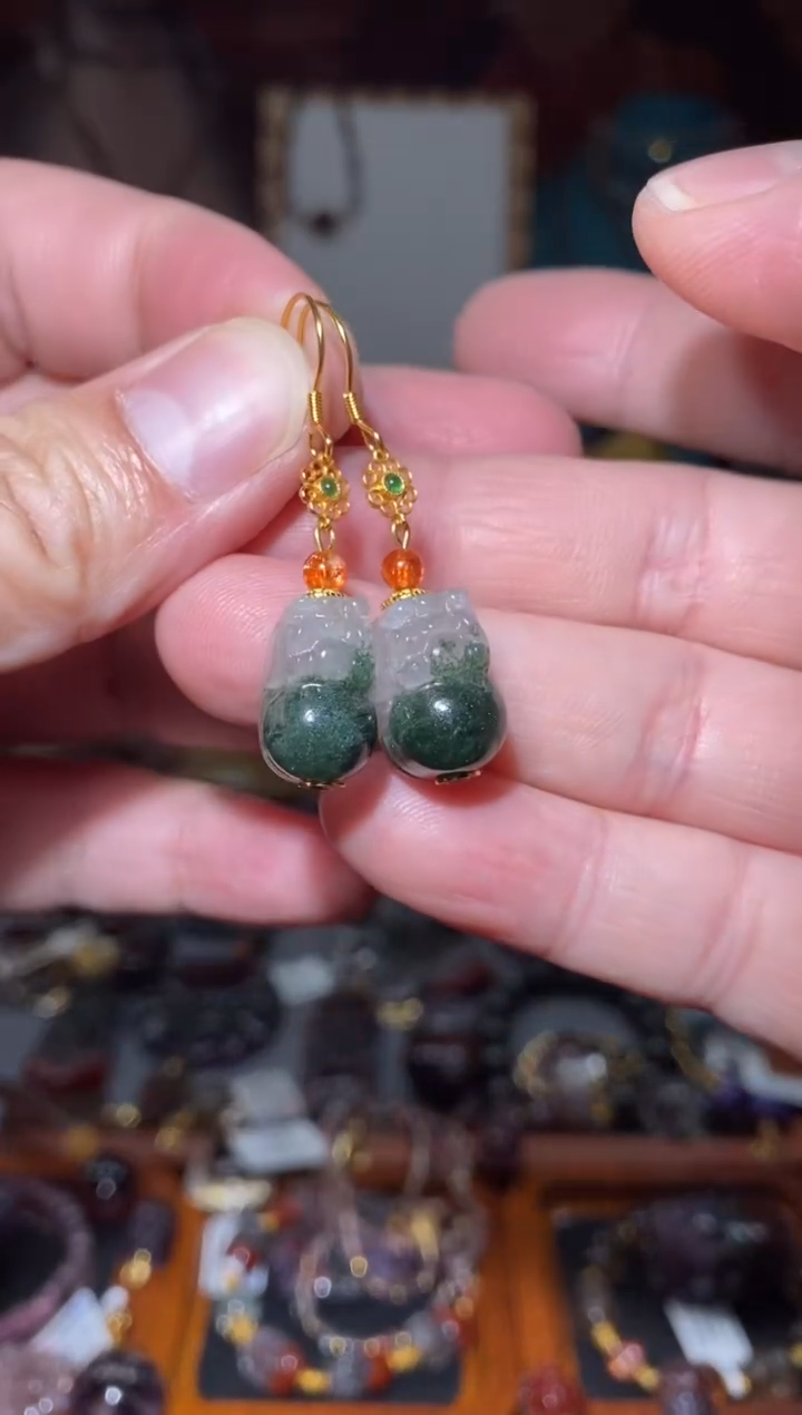 【闪购商品】水晶貔貅耳勾未镶嵌绿幽灵
