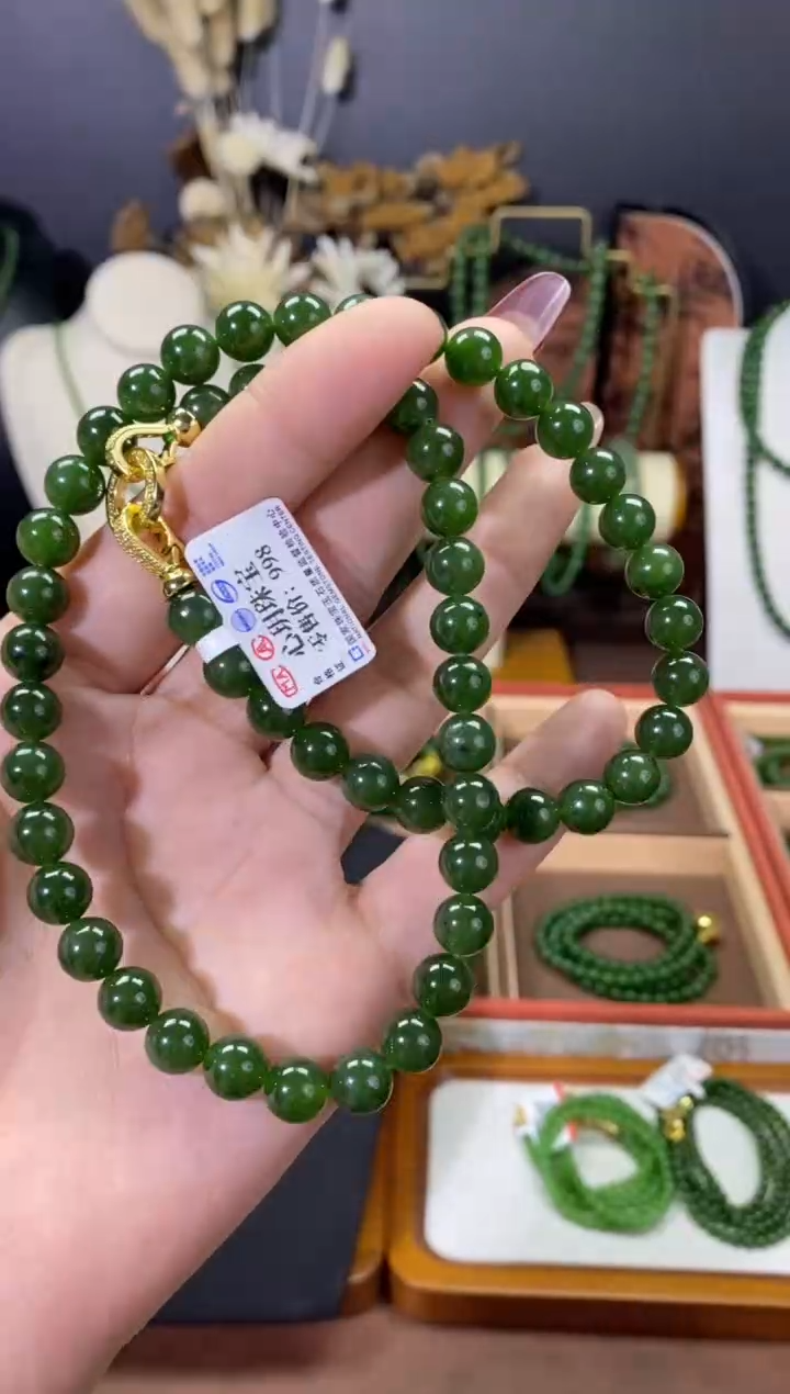 【闪购商品】和田玉颈饰未镶嵌8菠菜微矿锁骨链