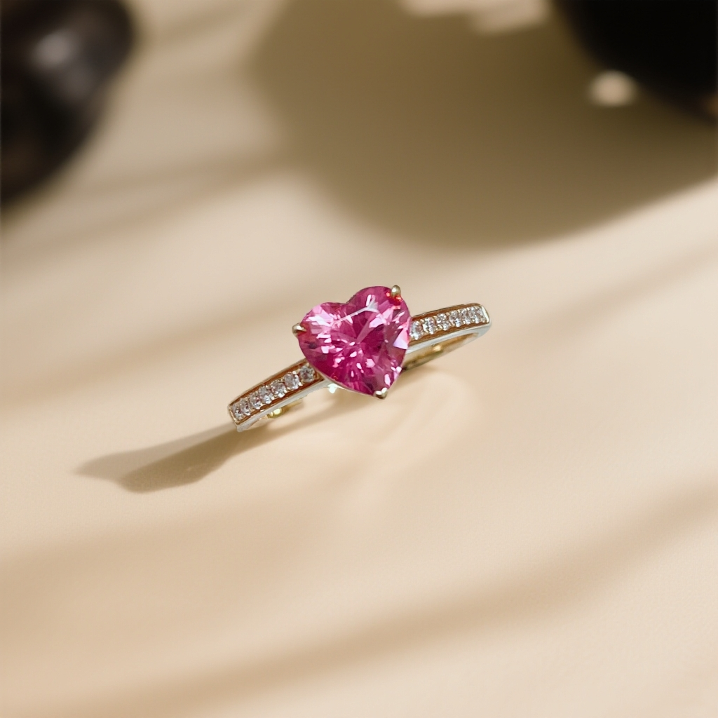 三【18K金 碧玺镶嵌钻戒】时尚气质精致