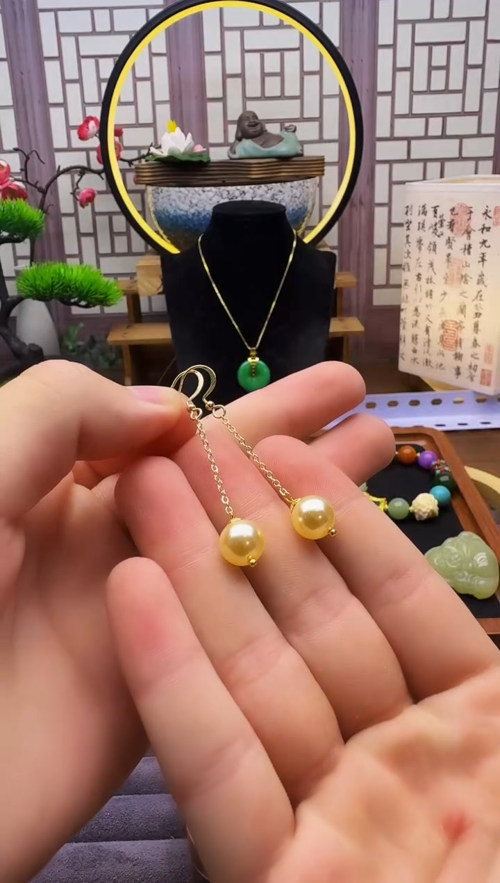 14K金镶嵌淡水珍珠耳饰E324