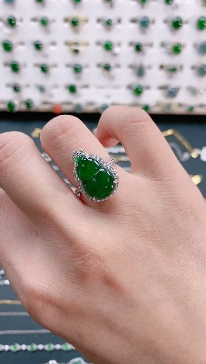 【闪购商品】翡翠戒指银S925镶嵌天然翡翠