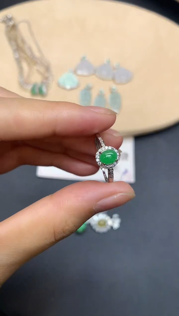 【闪购商品】翡翠戒指银S925镶嵌蛋面【无服务费】