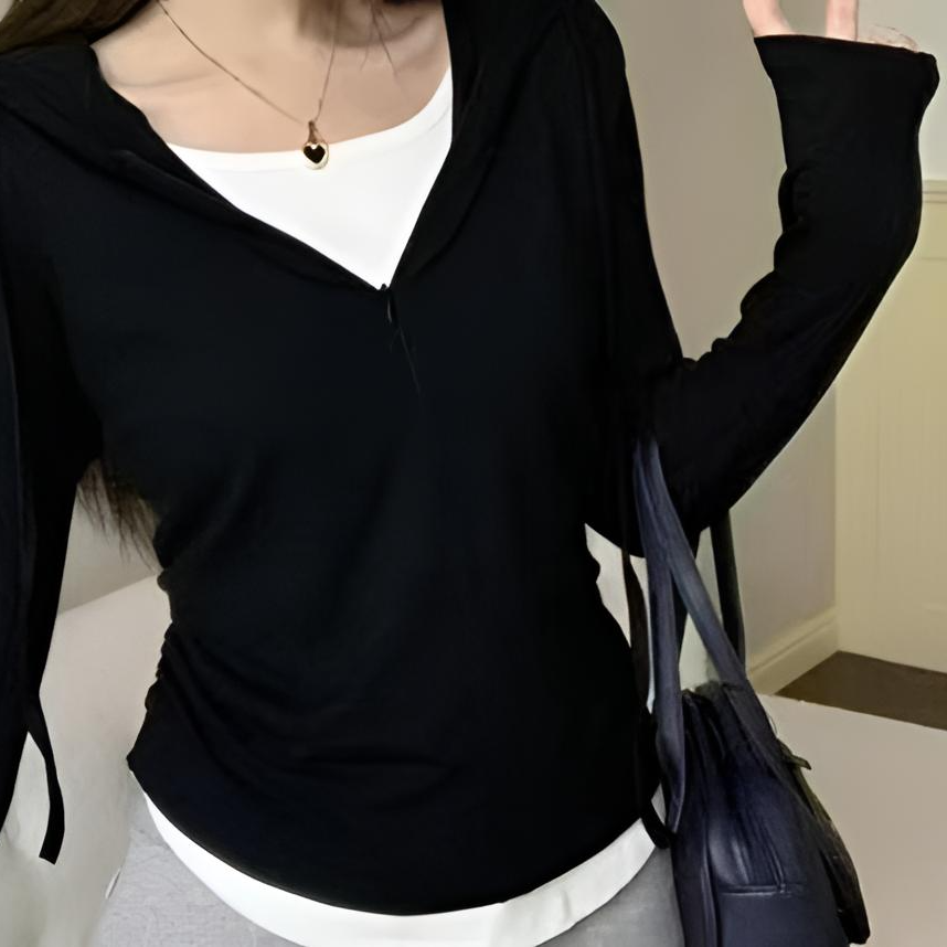 长袖拉链连帽女款内搭百搭修身