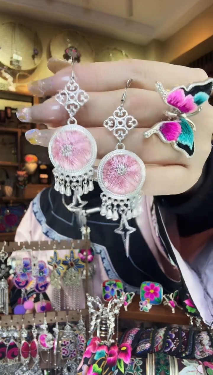 刺绣非遗刺绣民族风耳环