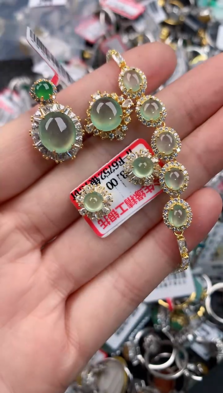 银S925镶嵌戒指翡翠555---10