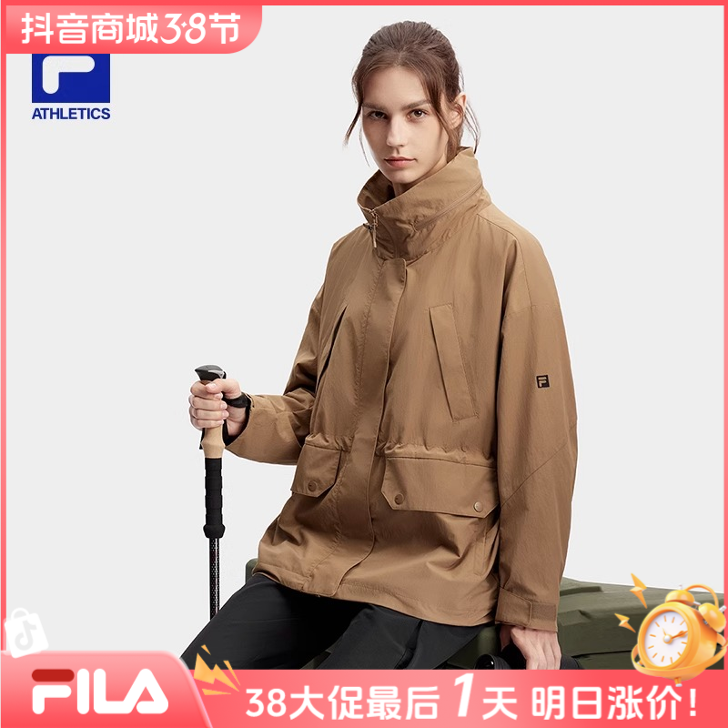 FILA斐乐女外套秋冬穿搭雅丹风简约户外运动风衣外套A11W417703