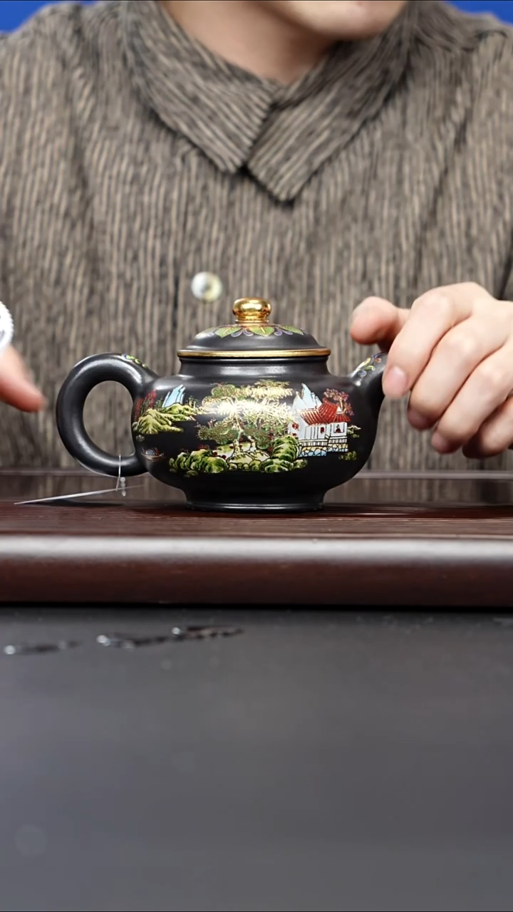 茶壶紫砂宜兴紫砂 掇只老黑料 汪庆龙