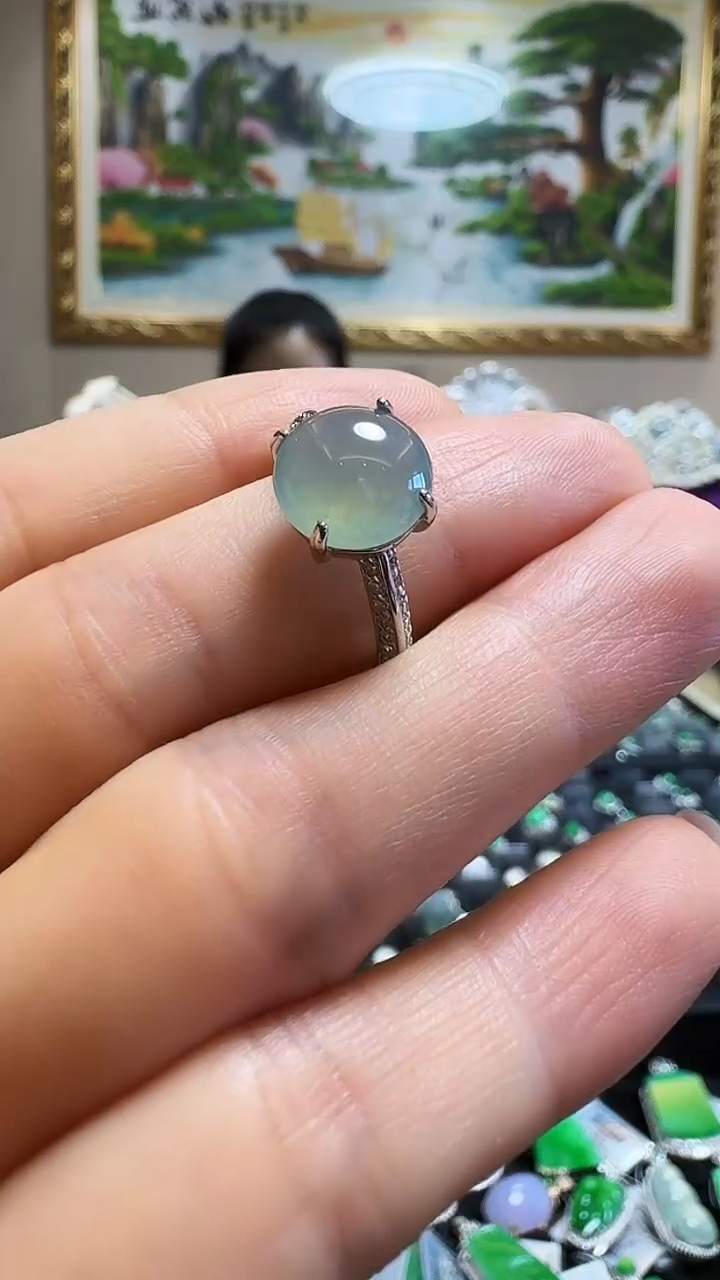 【闪购商品】翡翠戒指银S925镶嵌戒指