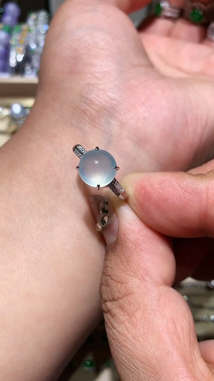 【闪购商品】翡翠耳饰银S925镶嵌戒指