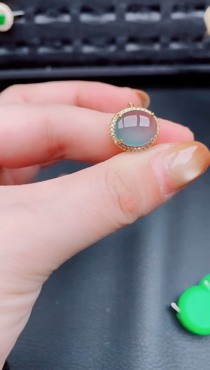 【闪购商品】翡翠戒指银S925镶嵌天然a货翡翠428