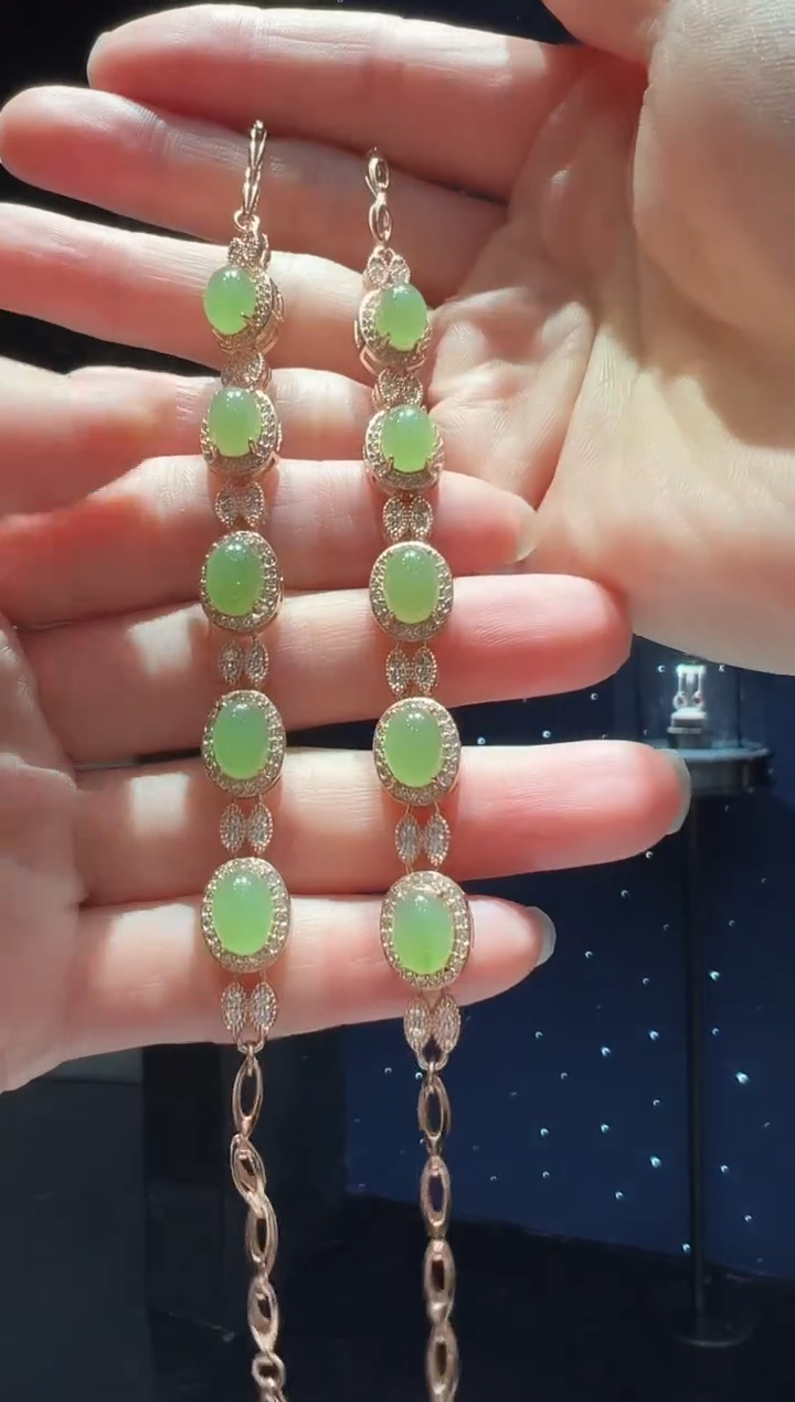 【闪购商品】和田玉（碧玉）手链银S925镶嵌42】多样性发其一