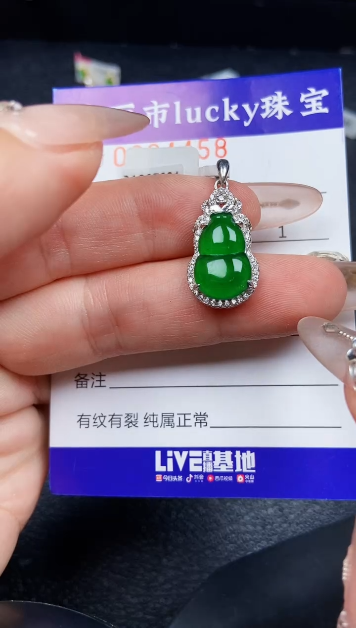 翡翠银S925镶嵌颈饰4458