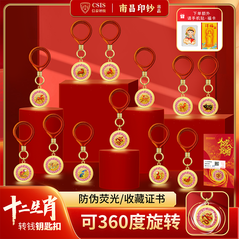 非法定货币十二生肖转转钱钥匙扣/摆件/车挂属你有钱送礼商品图