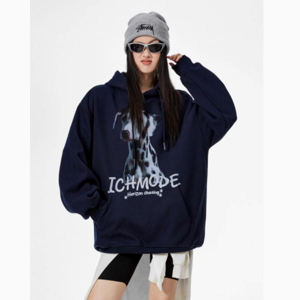 【实力蛋】美式复古加绒连帽灰色卫衣2025新款春秋宽松上衣外套男女