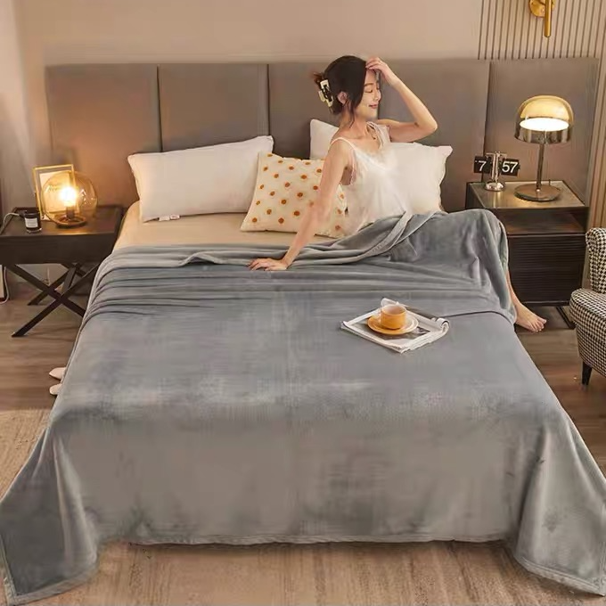 [冬季推荐]加厚.高级灰色云雕绒.毛毯200*230毯子亲肤.舒适.双面.