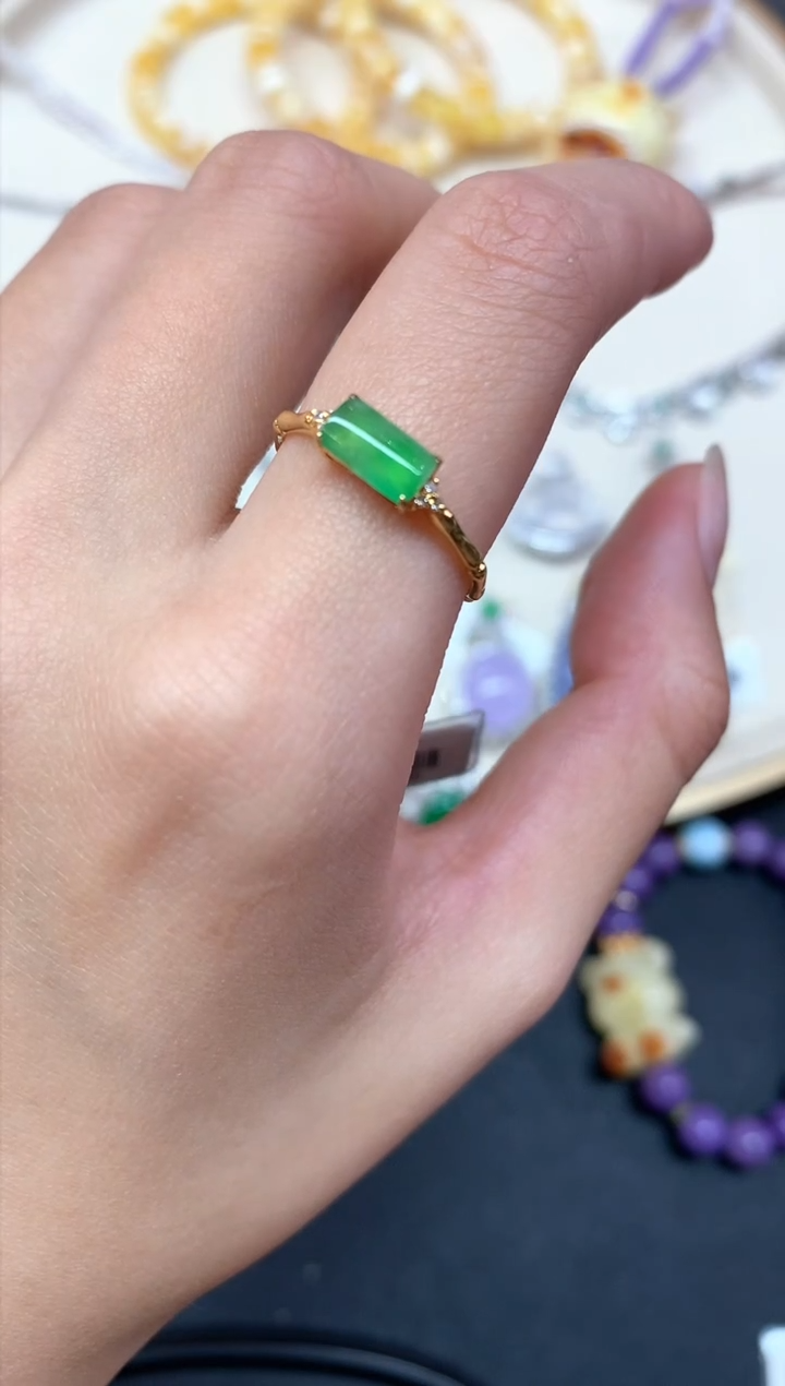 【闪购商品】翡翠戒指18K金镶嵌戒指A78|1580