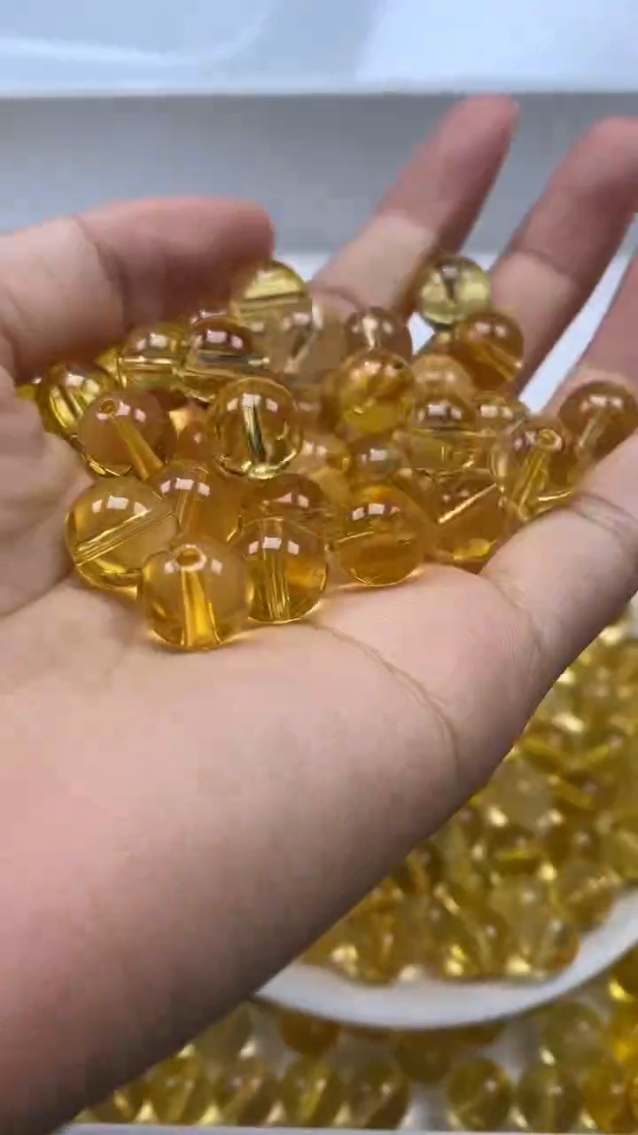 颈饰未镶嵌水晶W125全净体黄水晶10mm*10颗