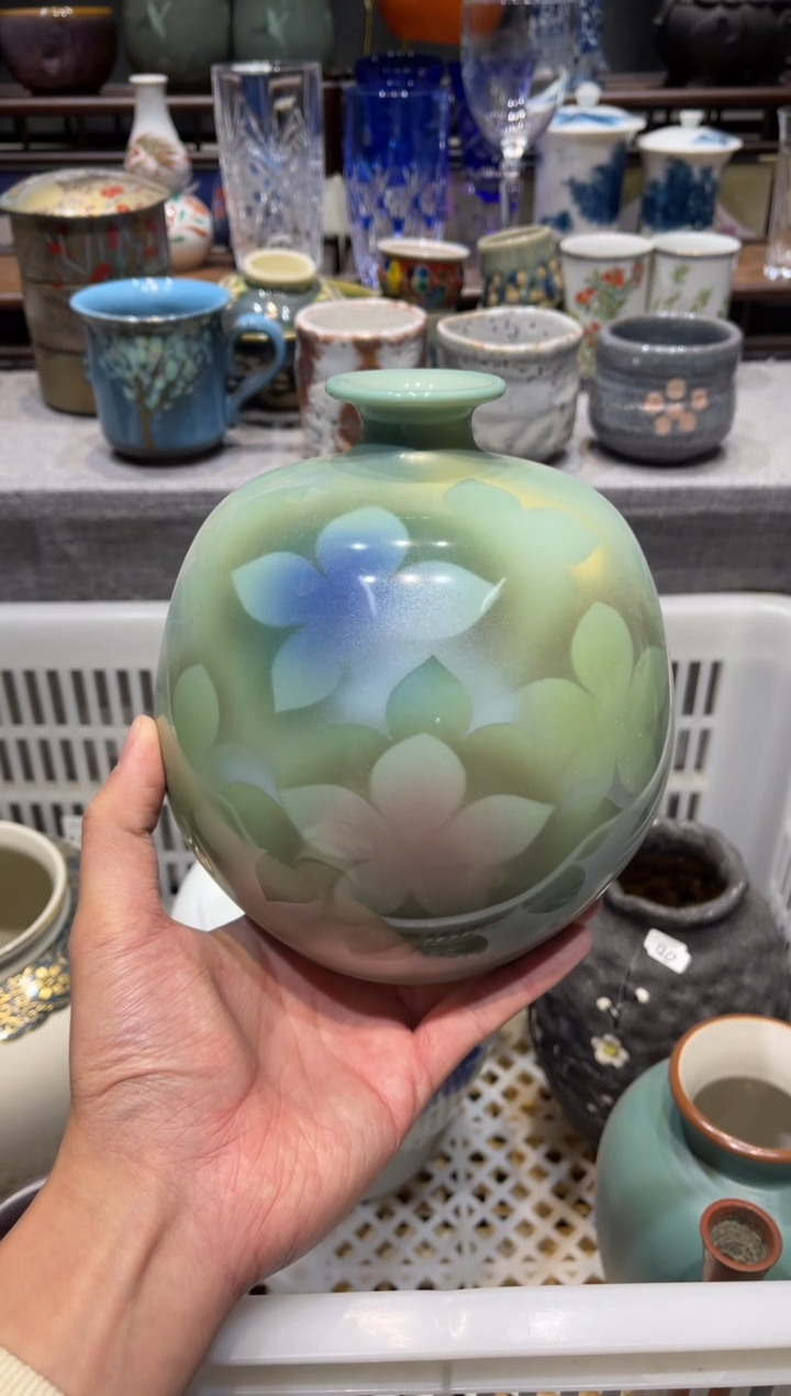 瓷片T2九谷青瓷花瓶