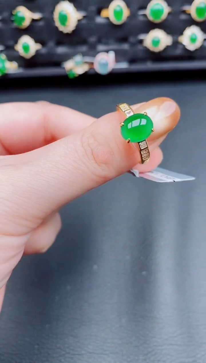 【闪购商品】翡翠戒指银S925镶嵌天然a货翡翠72