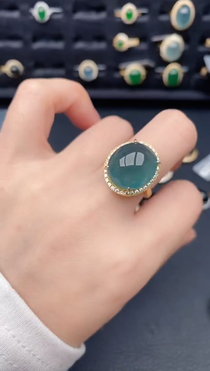 银S925镶嵌戒指翡翠天然a货翡翠277