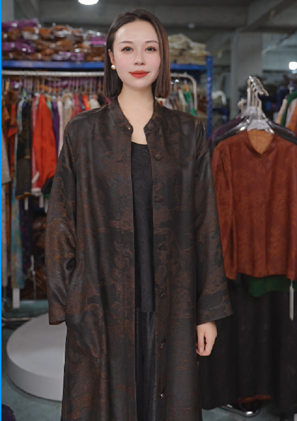 0009复古印花新款气质款风衣国风百搭新中式双面