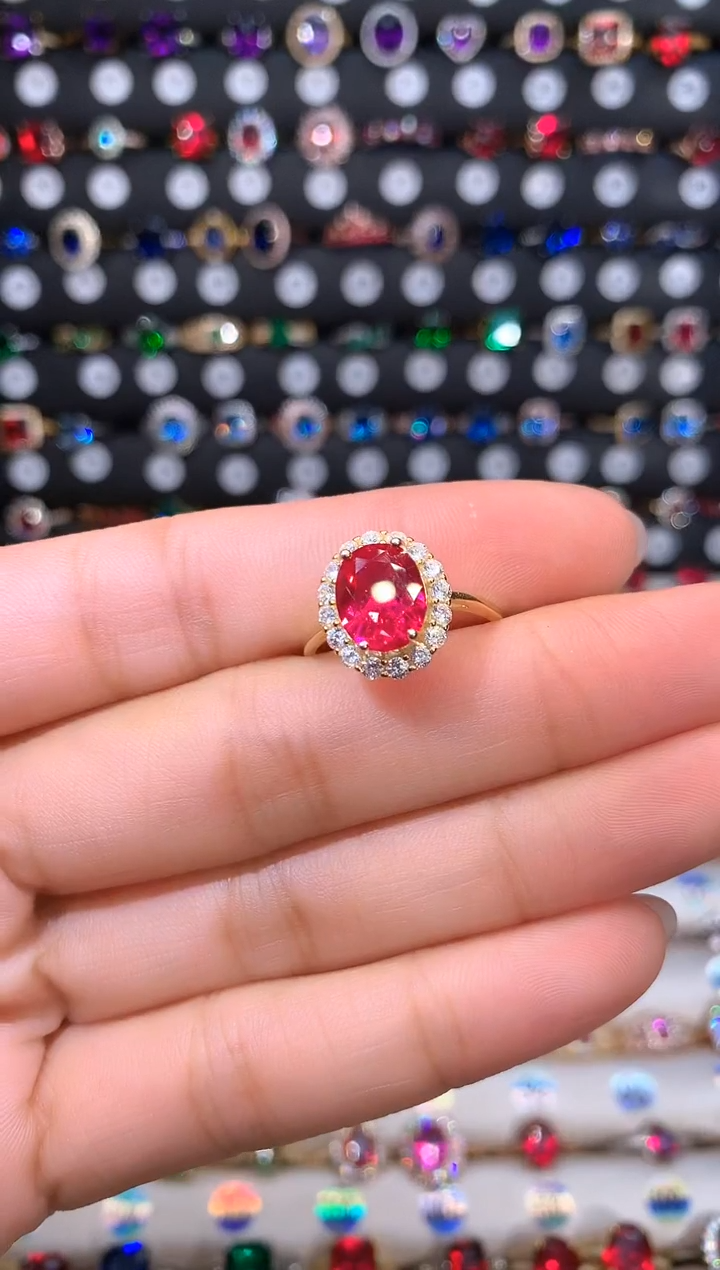 【闪购商品】红宝石戒指银S925镶嵌810金