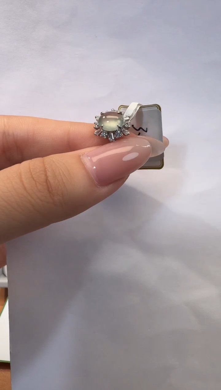 银S925镶嵌戒指翡翠925银镶翡翠戒指镶嵌225