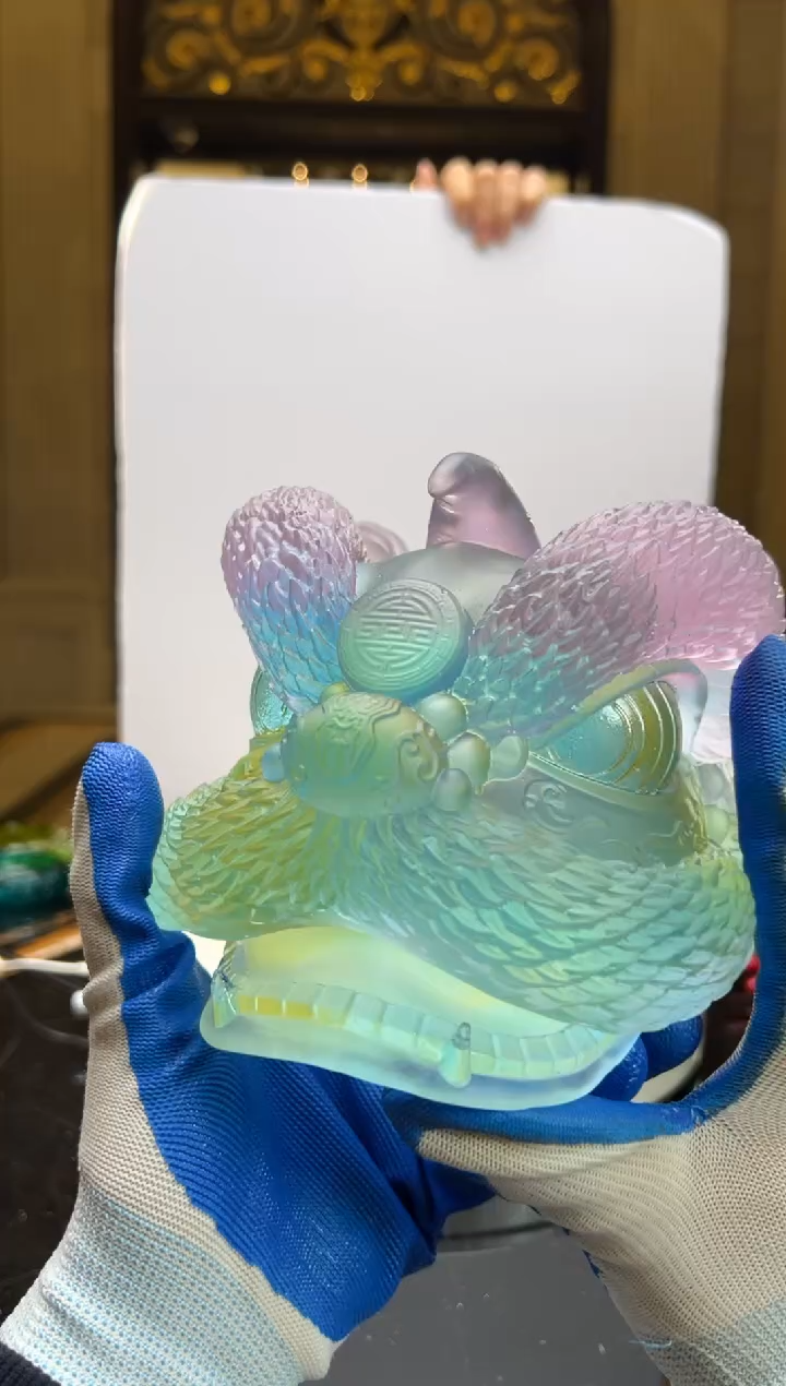 【闪购商品】摆件FML069醒狮水晶琉璃艺术摆件