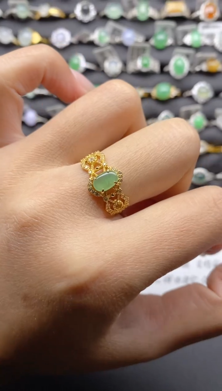 【闪购商品】翡翠戒指银S925镶嵌S925银镶嵌翡翠戒指