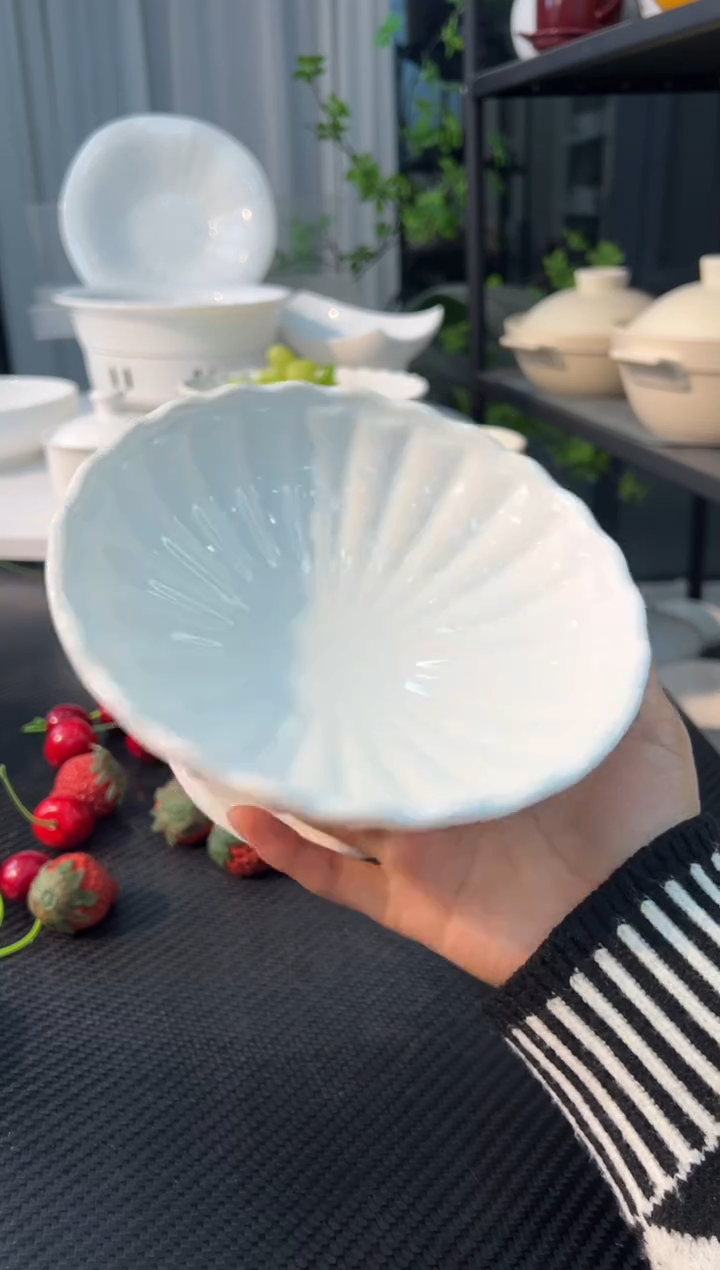 白瓷6.5法式罗马高脚水果盘
