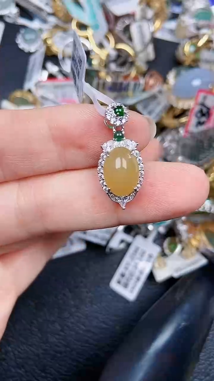 颈饰银S925镶嵌翡翠0058