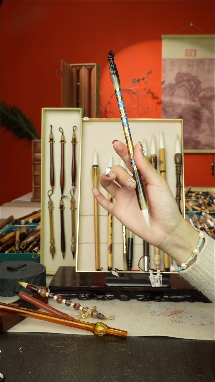 141号闪孤品高货毛笔链接 清水试笔 蘸墨不退