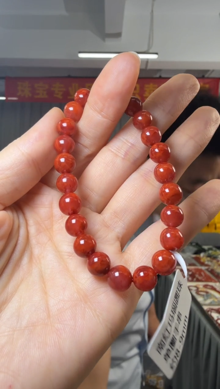 手串未镶嵌南红玛瑙南红玛瑙圆珠单圈手串约8-9mm