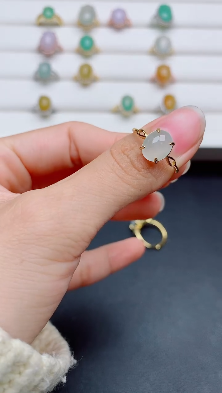 银S925镶嵌戒指翡翠1