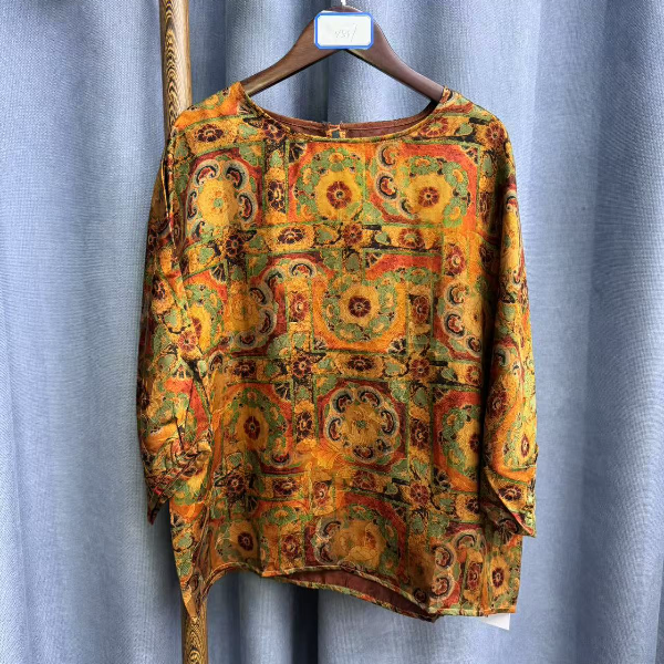 （瑕疵）2025新款时尚休闲香云纱圆领上衣Y567