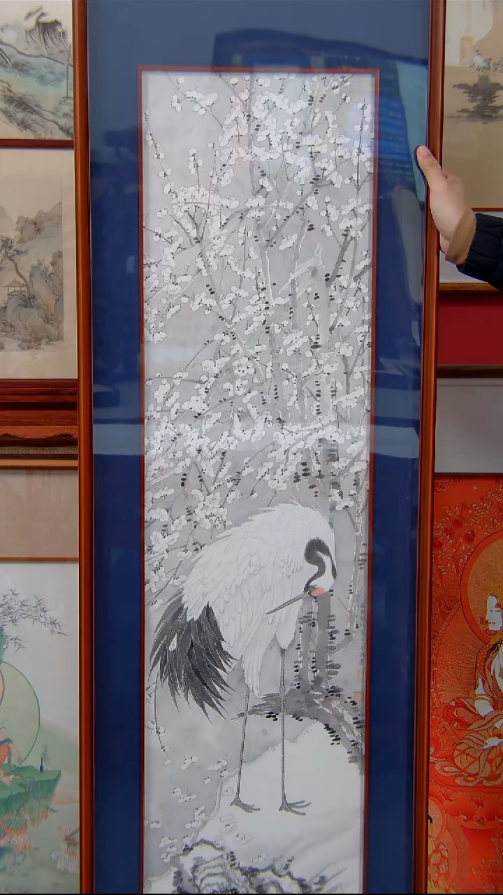 【闪购商品】国画史吾兴《梅溪鹤子》装裱163*51
