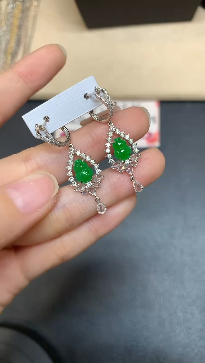 【闪购商品】翡翠耳饰18K金镶嵌【无鉴赏期