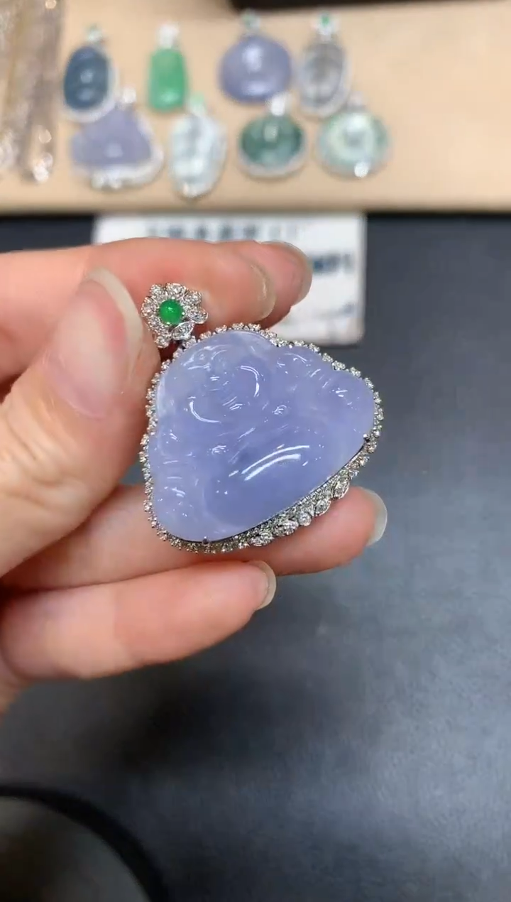 【闪购商品】翡翠吊坠(不含链)18K金镶嵌佛公【无服务费