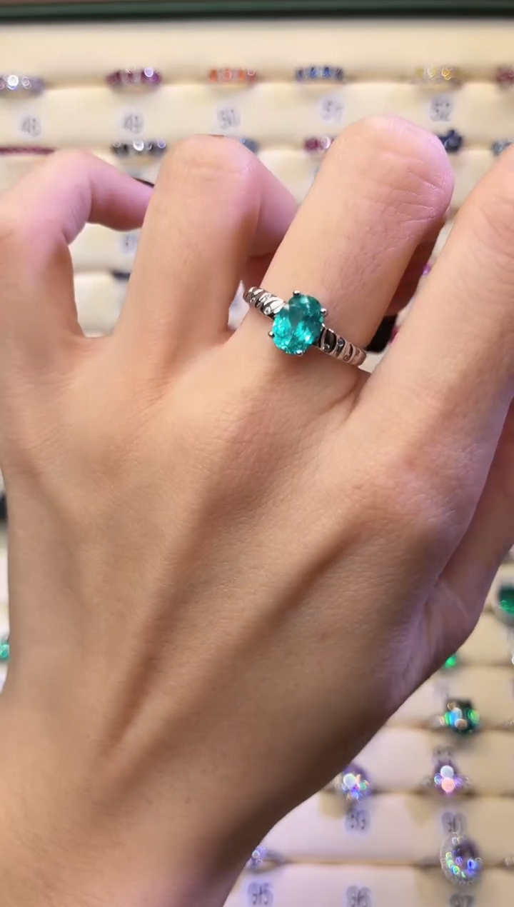 银S925镶嵌戒指帕拉依巴碧玺0000