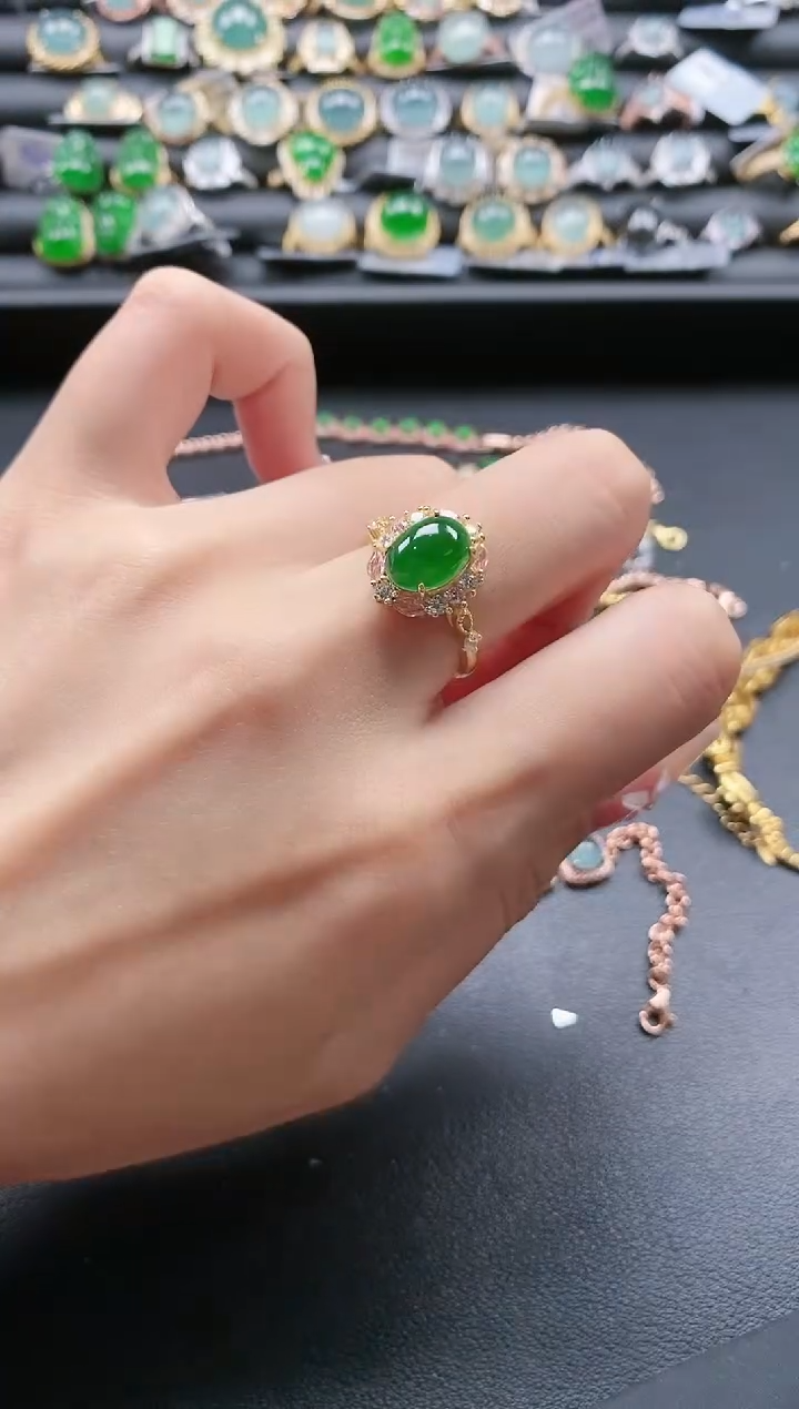 【闪购商品】翡翠戒指银S925镶嵌51511