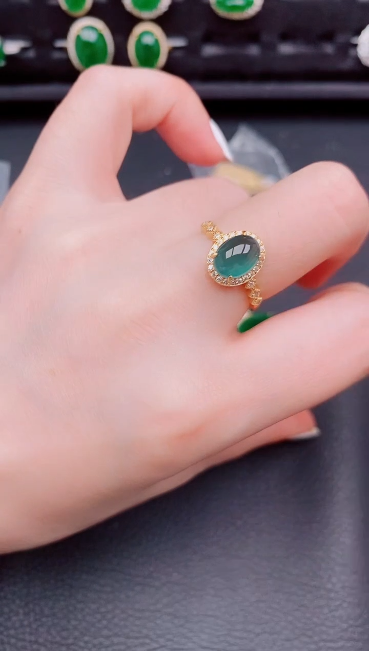 【闪购商品】翡翠戒指银S925镶嵌天然a货翡翠618