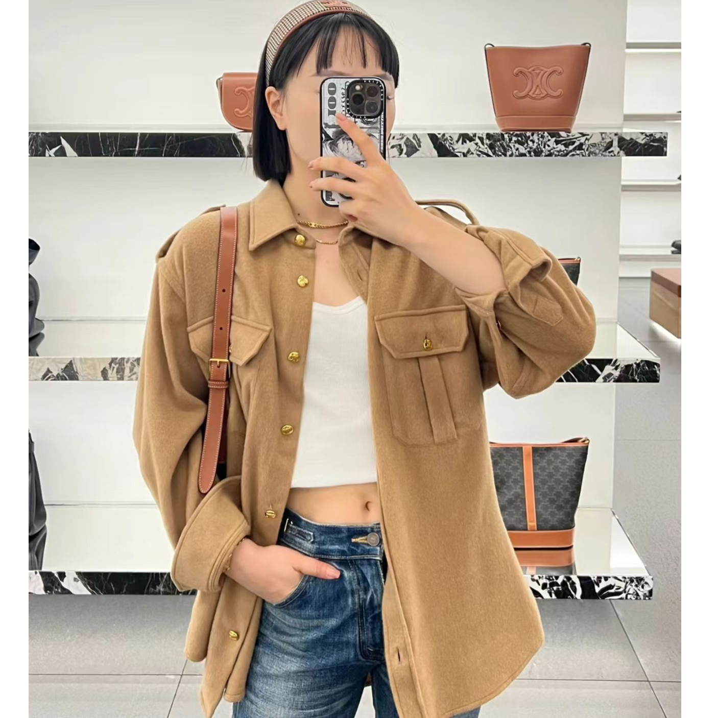 未使用 Celine/思琳 Celine 长袖排扣外套 卡其色40