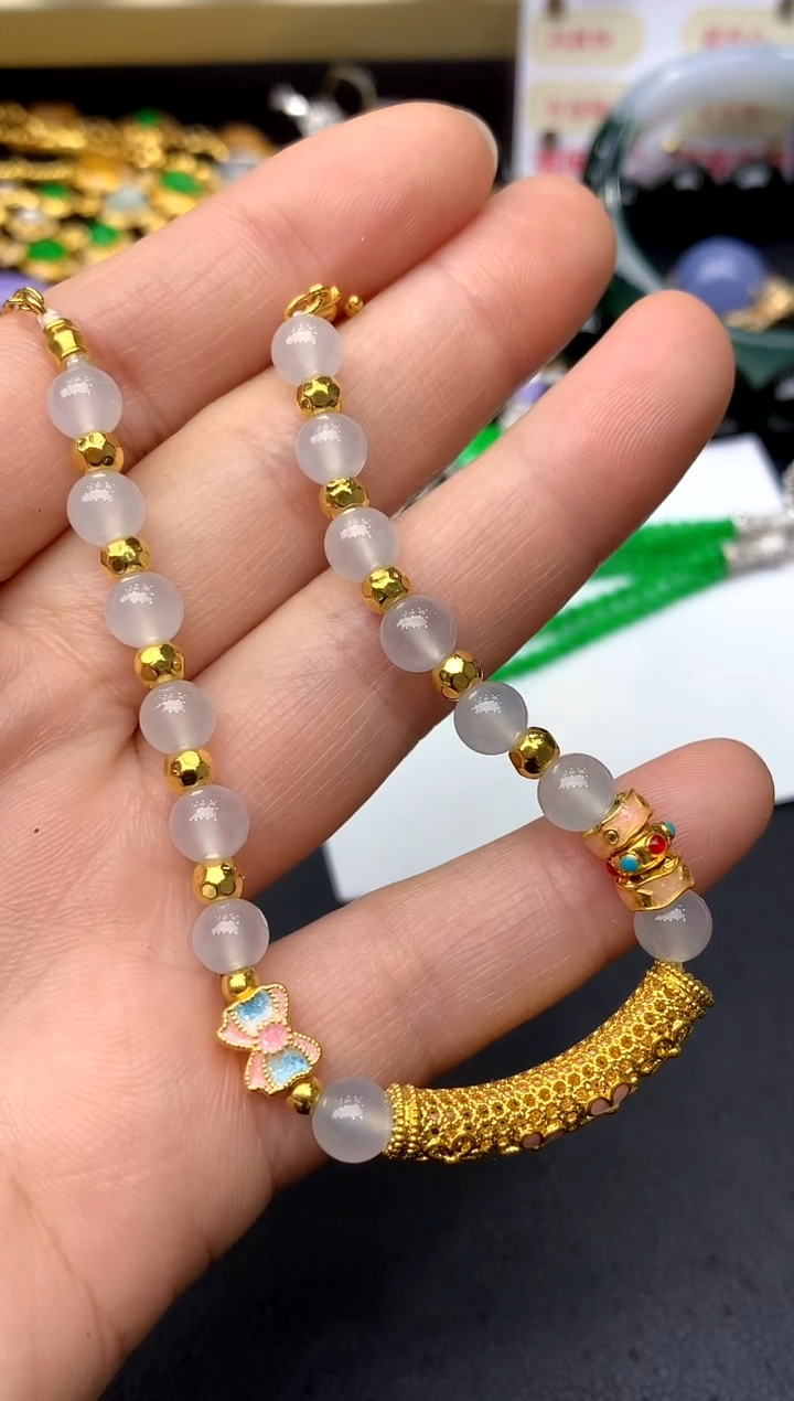 足金镶嵌手串翡翠236 -中国好珍宝