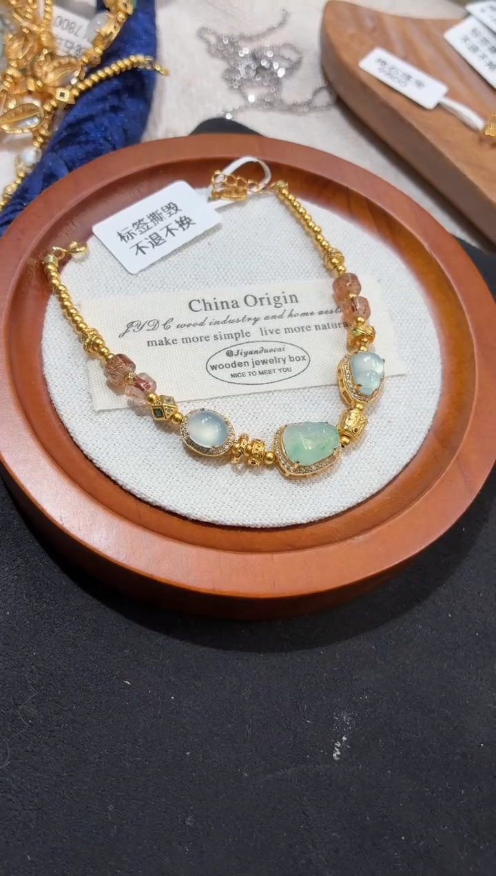 吊坠(不含链)银S925镶嵌翡翠手链