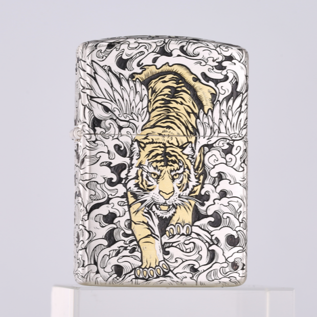 Zippo打火机如虎添翼金银双色盔甲官方正品防风【杨杨专属】DYJ1