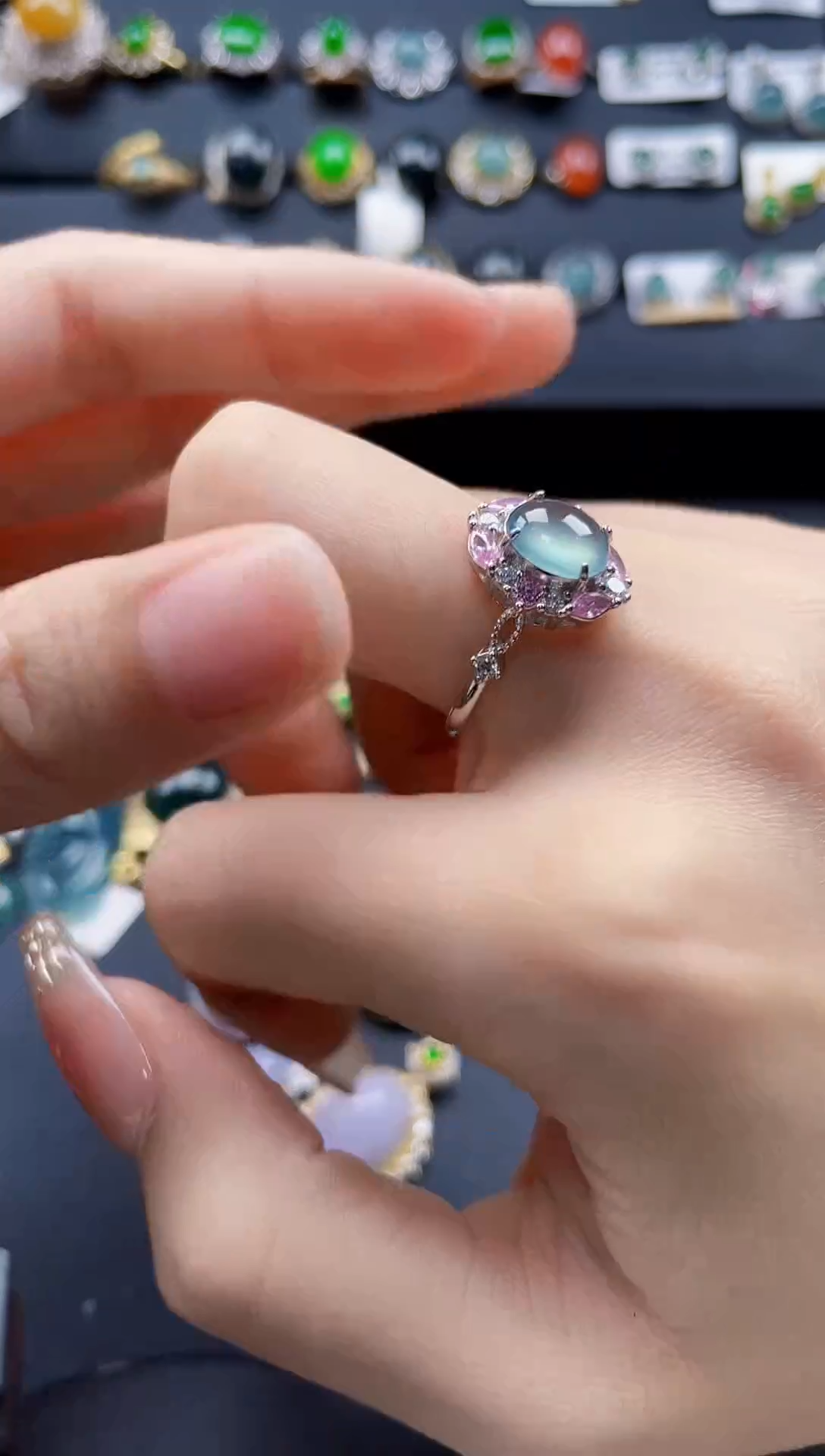 【闪购商品】翡翠戒指银S925镶嵌457654745