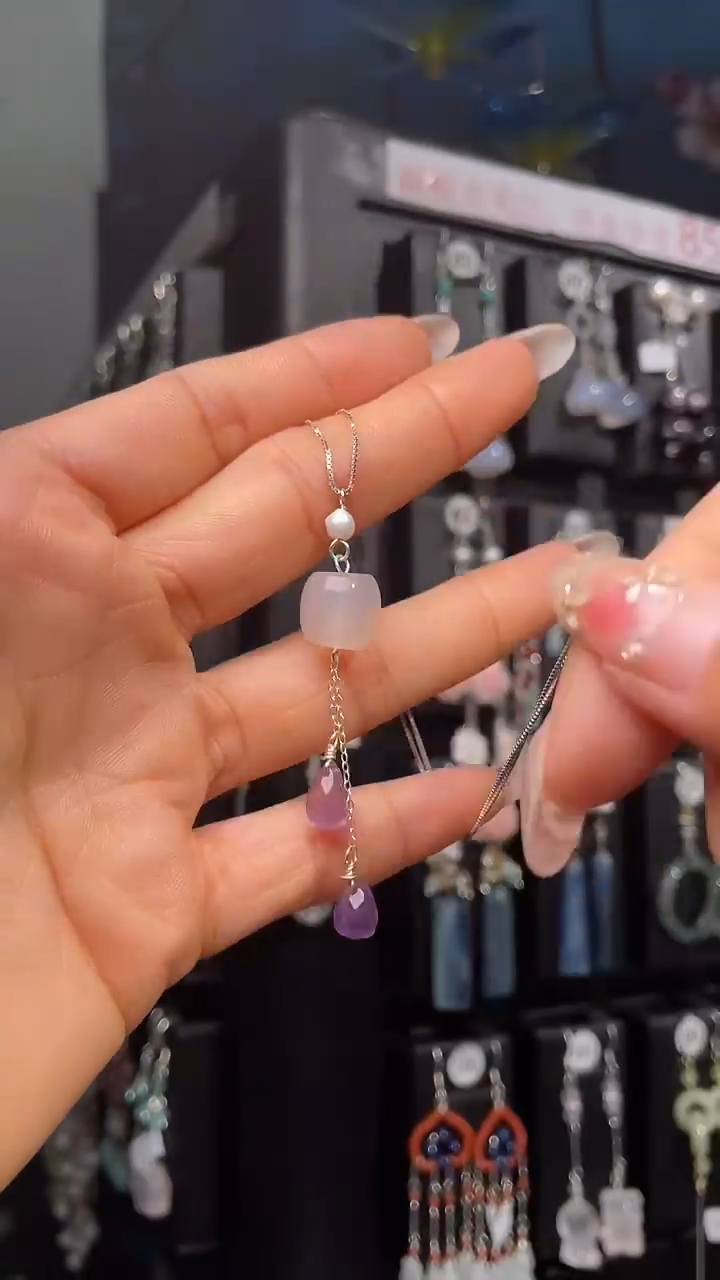 银S925镶嵌耳饰紫晶蓝*姐 蓝小姐